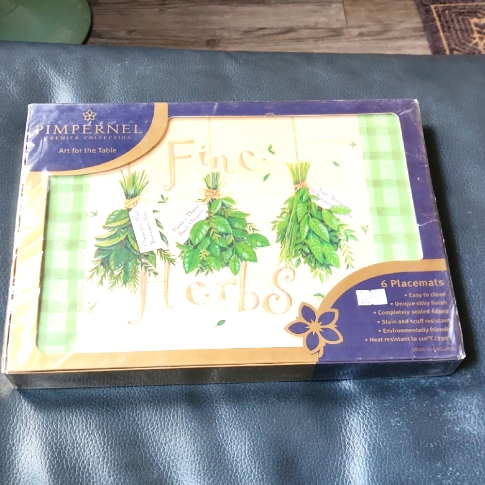 Pimpernel Placemats Set (6) Premium Collection Art  Fine Herbs